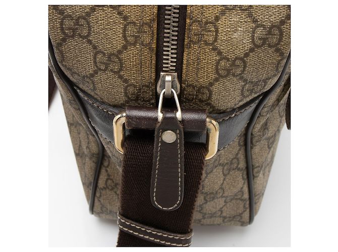 Borsa Messenger Gucci GG Supreme con zip frontale Marrone Beige - vista 10