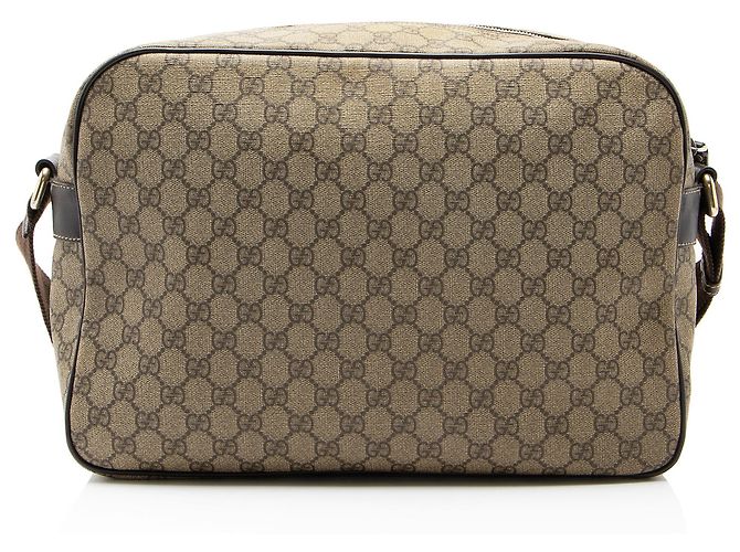 Borsa Messenger Gucci GG Supreme con zip frontale Marrone Beige - vista 3