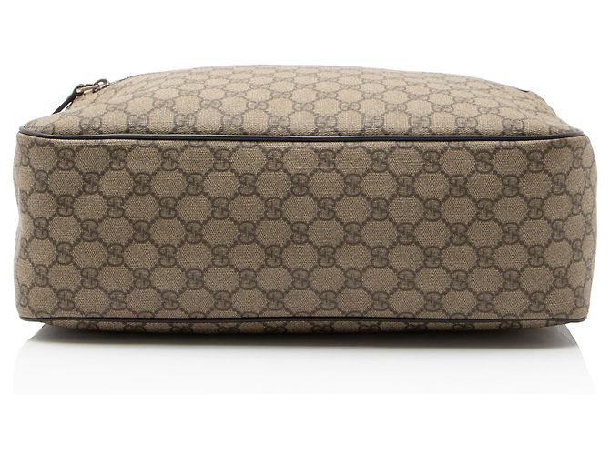 Borsa Messenger Gucci GG Supreme con zip frontale Marrone Beige - vista 4