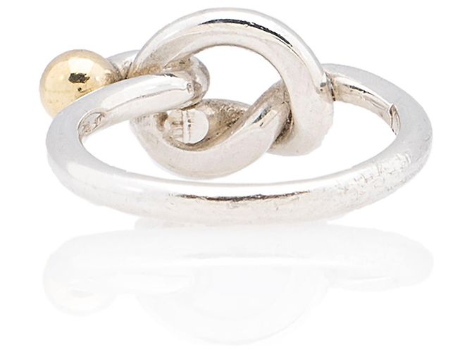 Tiffany & Co. Love Knot Ring aus Sterlingsilber und 18k Gold mit Haken- und Ösenverschluss - Größe 4 1/4 Golden Metallisch - Ansicht 3