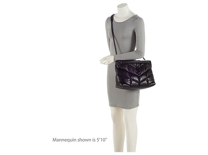 Autre Marque Saint Laurent Lambskin Monogram Puffer LouLou Medium Shoulder Bag Black - view 5