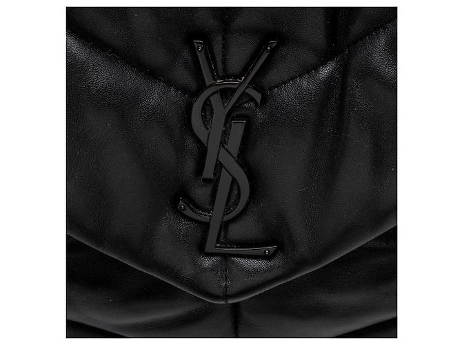 Autre Marque Saint Laurent Lambskin Monogram Puffer LouLou Medium Shoulder Bag Black - view 9