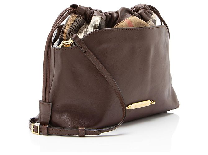 Borsa a tracolla Burberry House Check Leather Little Crush Marrone Beige - vista 2