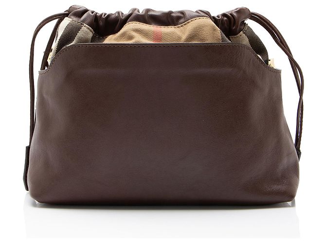 Borsa a tracolla Burberry House Check Leather Little Crush Marrone Beige - vista 3