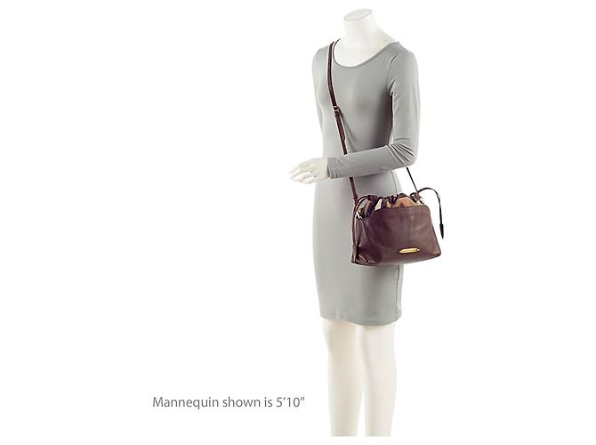 Borsa a tracolla Burberry House Check Leather Little Crush Marrone Beige - vista 5