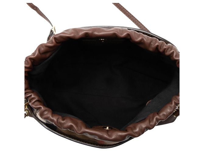 Borsa a tracolla Burberry House Check Leather Little Crush Marrone Beige - vista 7