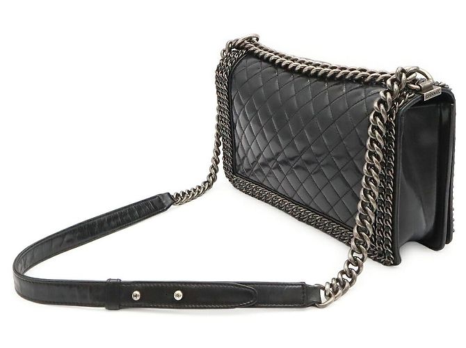 Borsa a tracolla con catena Chanel Boy Matelassé Blu - vista 2