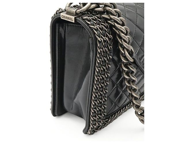 Borsa a tracolla con catena Chanel Boy Matelassé Blu - vista 4