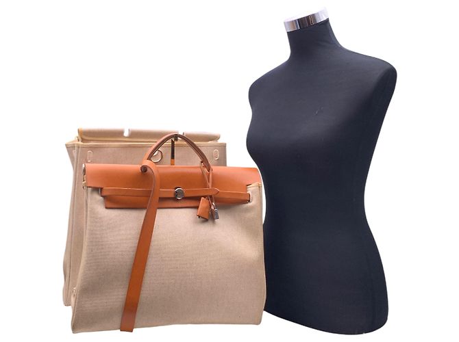 Louis Vuitton Vintage Cloth Handtasche Herbag Braun Beige - Ansicht 2