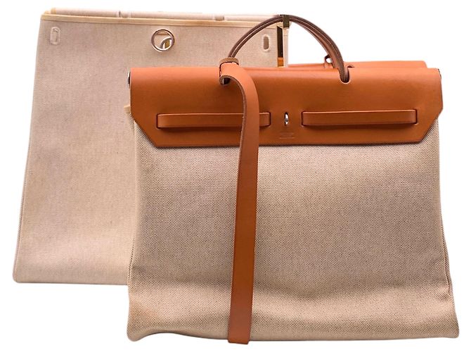 Louis Vuitton Vintage Cloth Handtasche Herbag Braun Beige - Ansicht 3