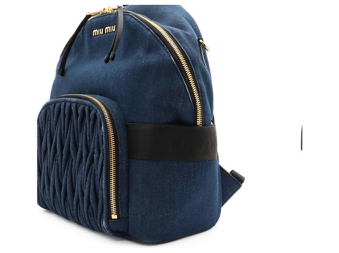 Miu Miu Denim-Rucksack Blau - Ansicht 8