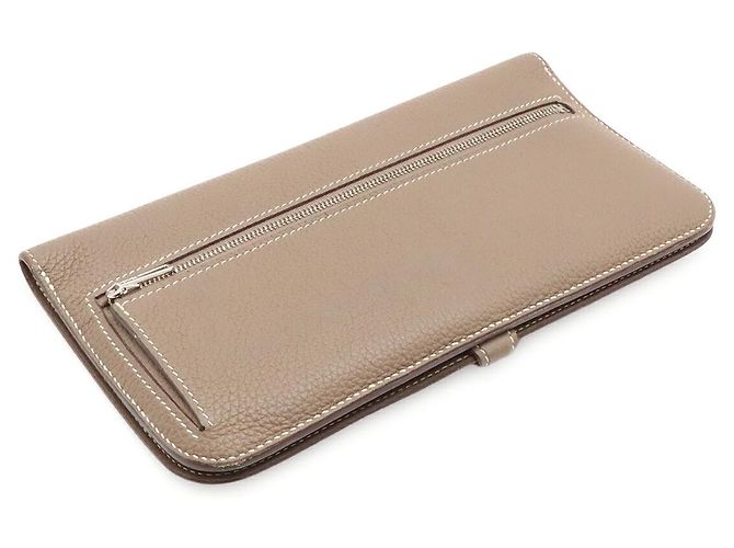 Hermès Portafoglio lungo Hermes Dogon Marrone Beige - vista 2