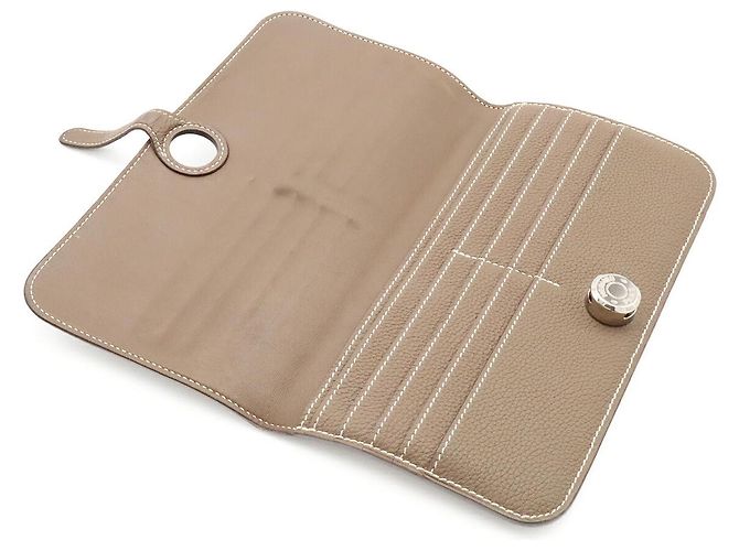 Hermès Portafoglio lungo Hermes Dogon Marrone Beige - vista 7