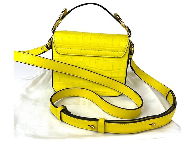 Chloé Borsa Chloe Mini C Satchel in pelle di vitello embossed croc giallo - vista 2
