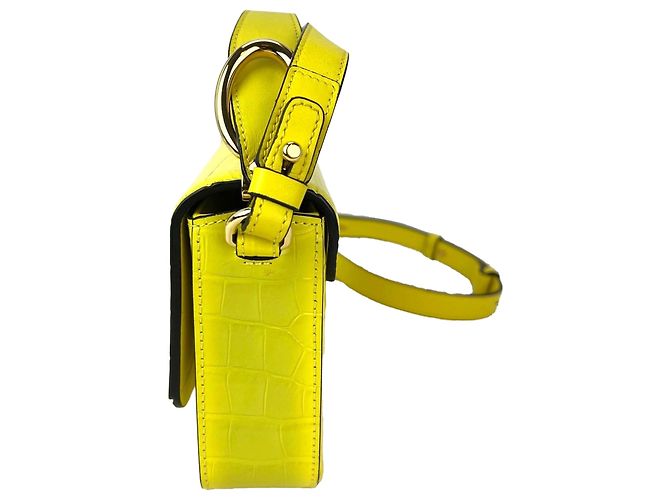 Chloé Borsa Chloe Mini C Satchel in pelle di vitello embossed croc giallo - vista 6