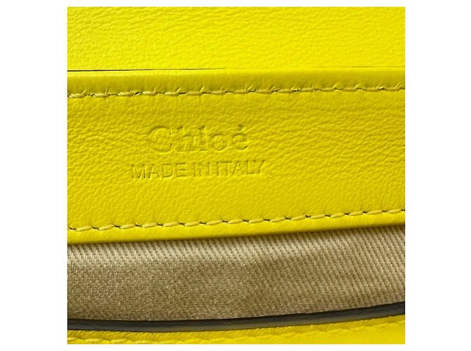 Chloé Borsa Chloe Mini C Satchel in pelle di vitello embossed croc giallo - vista 8