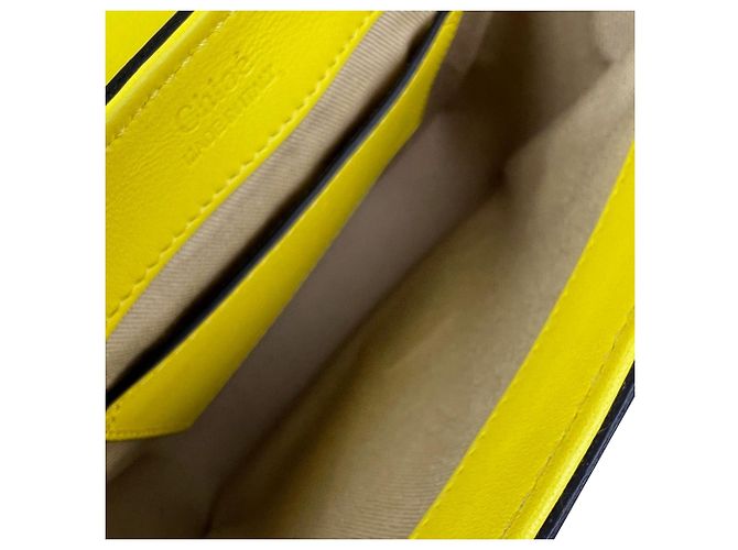 Chloé Borsa Chloe Mini C Satchel in pelle di vitello embossed croc giallo - vista 9