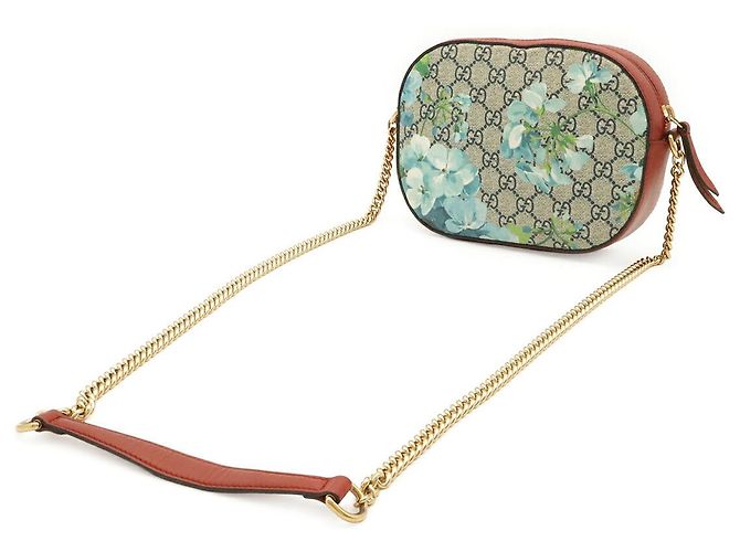 Borsa a tracolla con catena Gucci GG Blooms Marrone Beige - vista 2