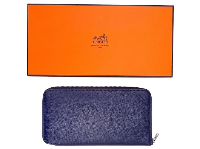 Hermès Portafoglio in pelle Hermes Azap Blu - vista 6