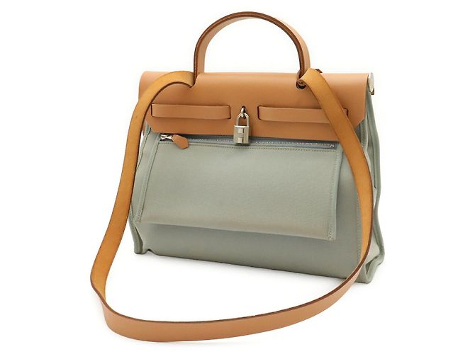 Hermès Herbag Zip PM Blu in Tela - vista 2