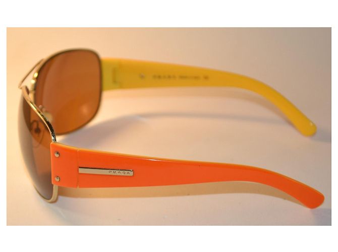 Prada SPR52G Sonnenbrille - Braun/Orange Gelb - Ansicht 3