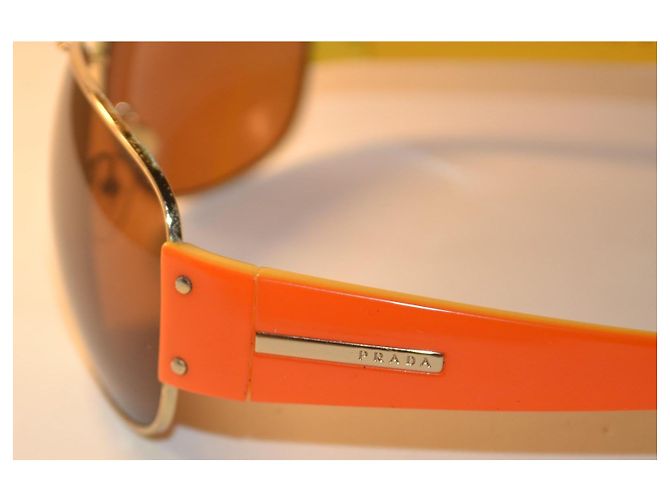 Prada SPR52G Sonnenbrille - Braun/Orange Gelb - Ansicht 4
