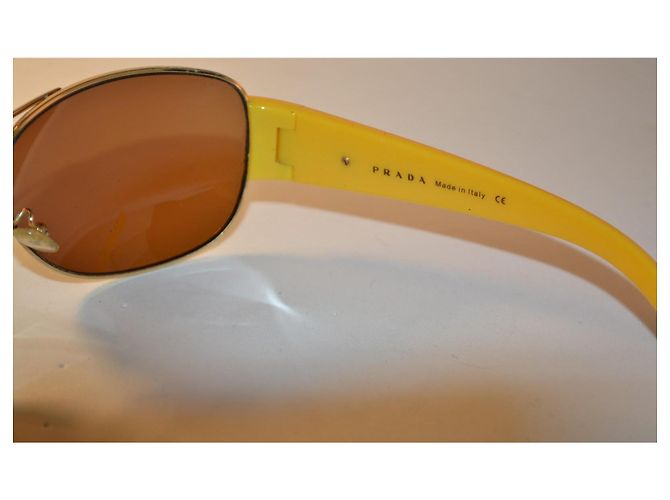 Prada SPR52G Sonnenbrille - Braun/Orange Gelb - Ansicht 6