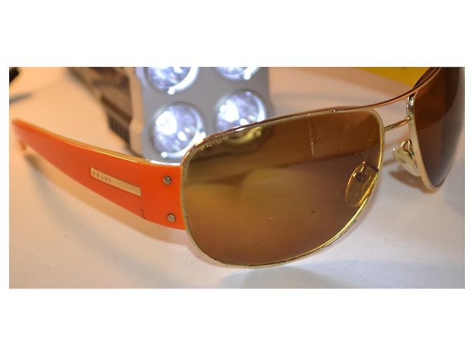 Prada SPR52G Sonnenbrille - Braun/Orange Gelb - Ansicht 8