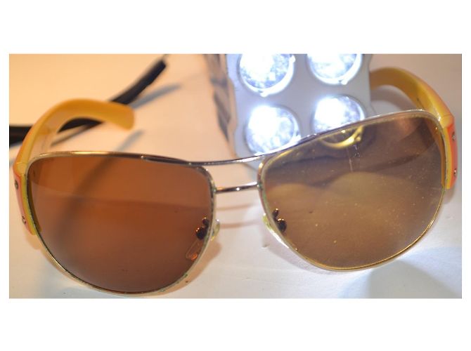 Prada SPR52G Sonnenbrille - Braun/Orange Gelb - Ansicht 9