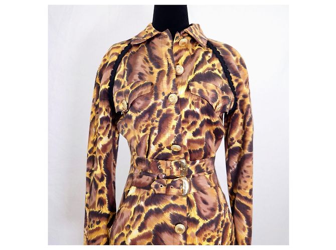 Versus Versace Vestido Estampado Leopardo Lana 1990s Castaño Estampado de leopardo - vista 2