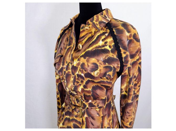 Versus Versace Vestido Estampado Leopardo Lana 1990s Castaño Estampado de leopardo - vista 3