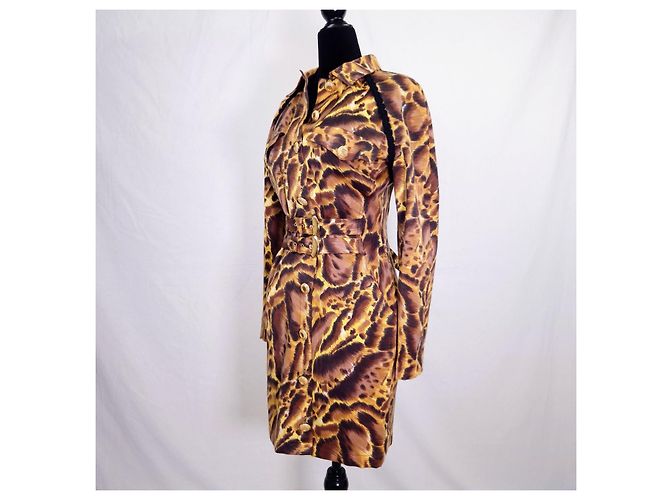 Versus Versace Vestido Estampado Leopardo Lana 1990s Castaño Estampado de leopardo - vista 4