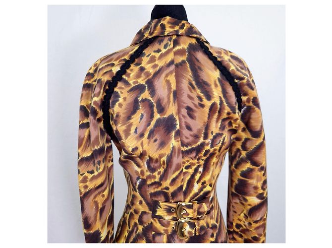Versus Versace Vestido Estampado Leopardo Lana 1990s Castaño Estampado de leopardo - vista 6