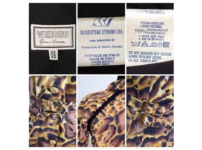 Versus Versace Vestido Estampado Leopardo Lana 1990s Castaño Estampado de leopardo - vista 9