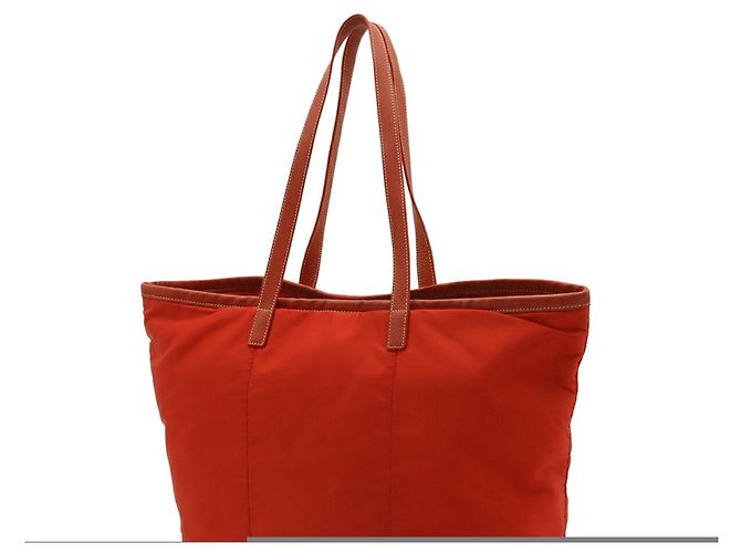 Prada Tote/Schultertasche aus rotem Nylon und Leder - Ansicht 3