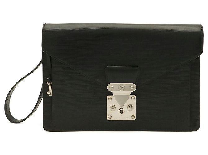 Louis Vuitton Epi Pochette Sellier Dragonne Nero Bianco - vista 2