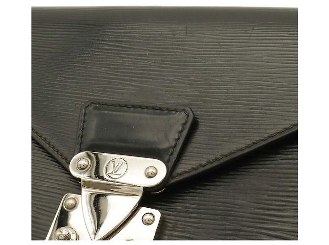 Louis Vuitton Epi Pochette Sellier Dragonne Nero Bianco - vista 7