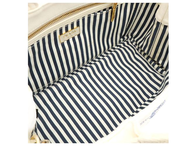 Borsa Tote/Borsa a Tracolla Prada Canapa Bianco Giallo Blu navy - vista 6