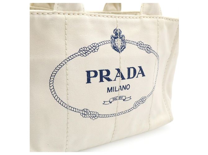 Borsa Tote/Borsa a Tracolla Prada Canapa Bianco Giallo Blu navy - vista 9