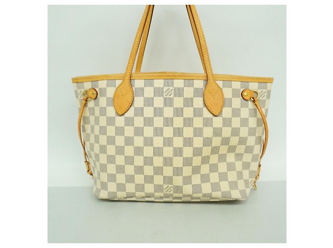 Borsa Tote Louis Vuitton Damier Azur Neverfull PM Bianco - vista 12