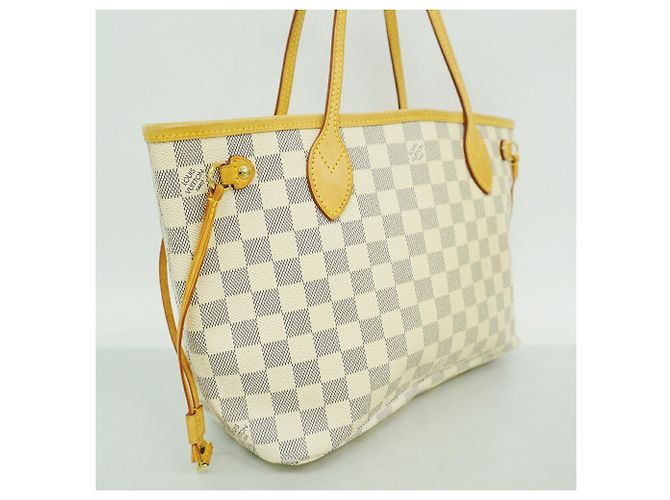 Borsa Tote Louis Vuitton Damier Azur Neverfull PM Bianco - vista 2