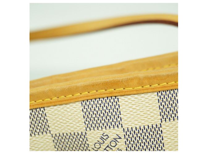 Borsa Tote Louis Vuitton Damier Azur Neverfull PM Bianco - vista 7