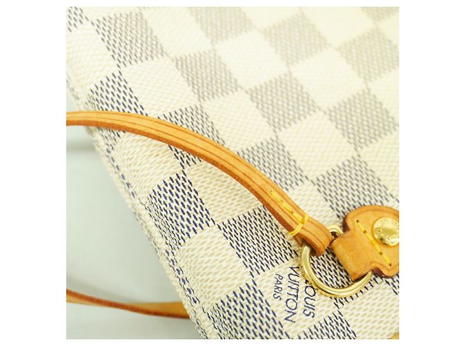 Borsa Tote Louis Vuitton Damier Azur Neverfull PM Bianco - vista 9