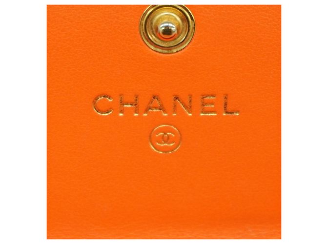 Cartera larga de Chanel en piel de cordero naranja - vista 4