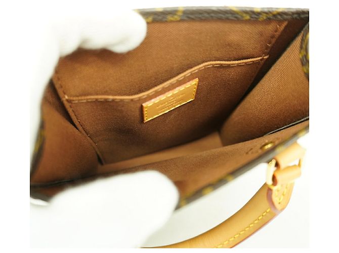 Borsa Louis Vuitton Monogram Petite Sac Plat Marrone - vista 4