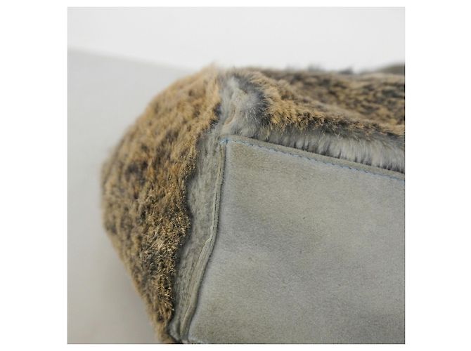 Borsa Tote in pelliccia Chanel marrone e azzurro Blu chiaro - vista 6