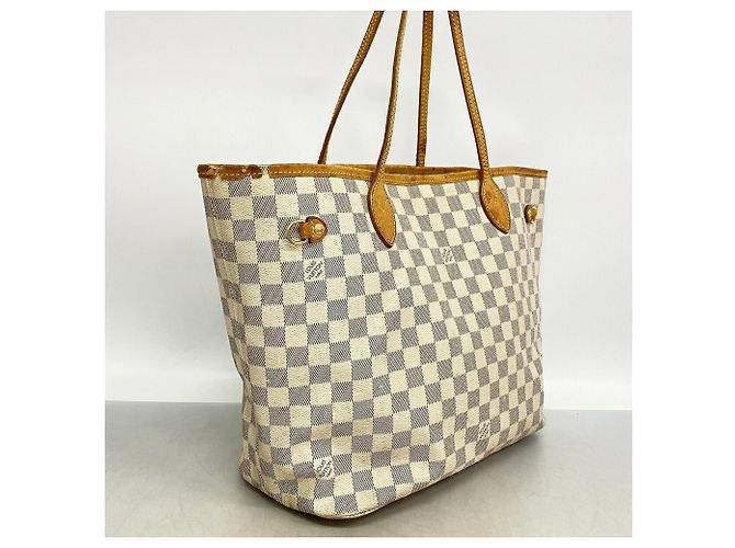 Borsa Tote Louis Vuitton Damier Azur Neverfull MM Bianco - vista 2