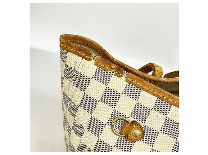 Borsa Tote Louis Vuitton Damier Azur Neverfull MM Bianco - vista 7