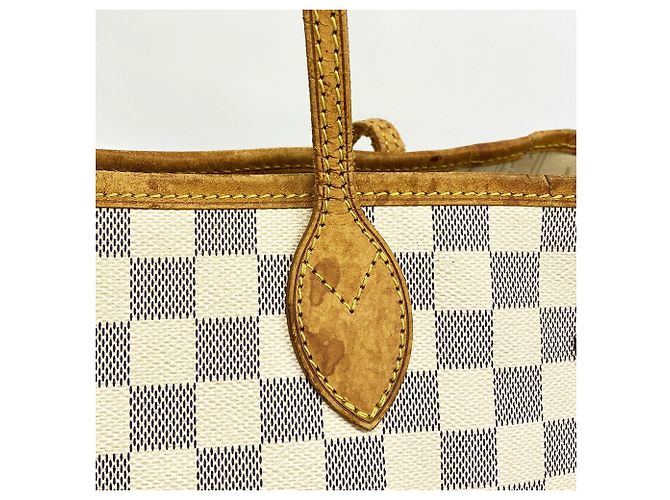 Borsa Tote Louis Vuitton Damier Azur Neverfull MM Bianco - vista 9