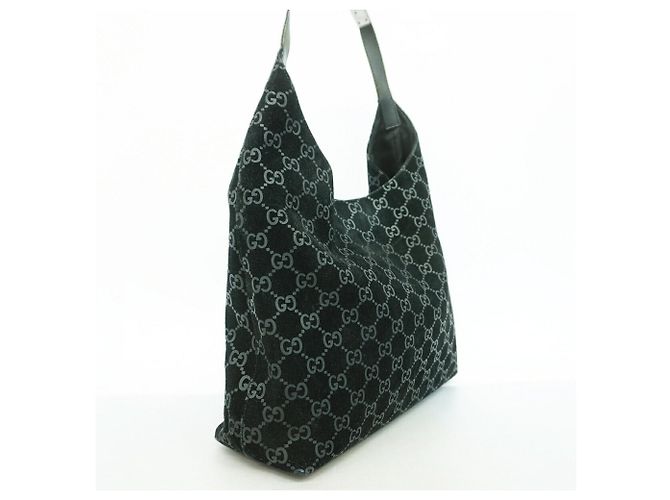 Borsa a tracolla Gucci in camoscio nero 001 3297 - vista 2